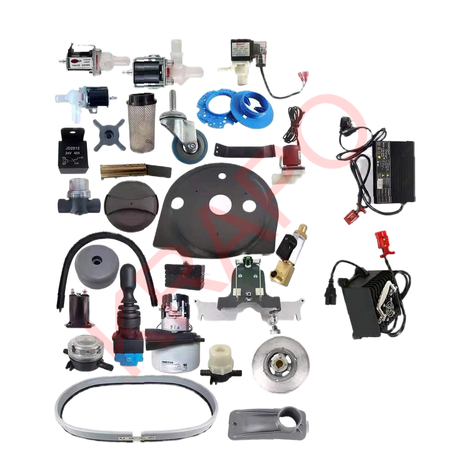 Bộ phụ kiện máy chà sàn liên hợp Krapo chính hãng gồm bàn chải, bánh xe, motor hút nước, acquy và nhiều linh kiện thay thế