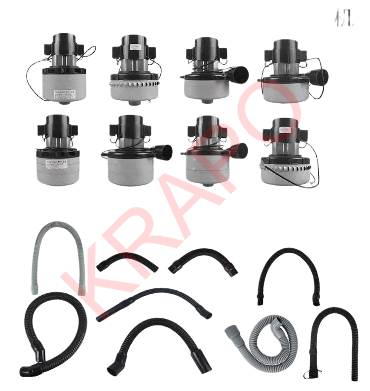 Phụ kiện chính hãng máy chà sàn gồm bàn chải, đĩa giữ pad, motor hút, bộ gạt nước và acquy